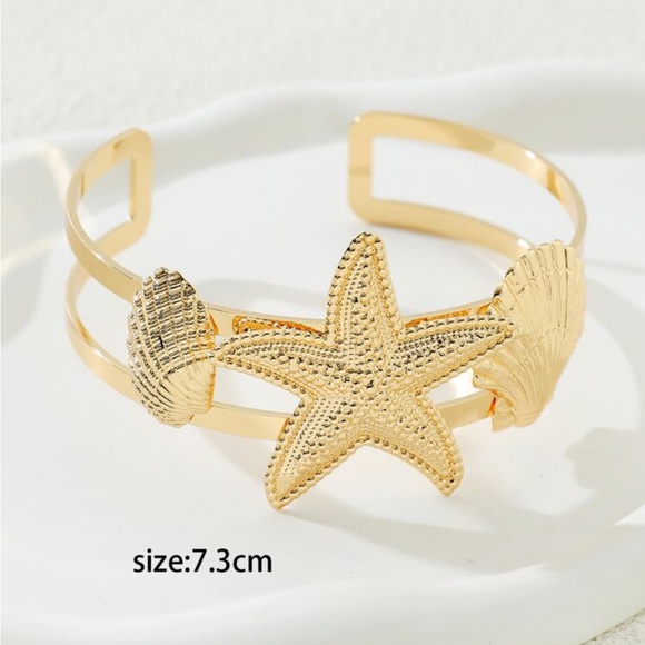 1 Pc Metal Starfish Shell Decor Upper Arm Cuff for Women Summer Vocation Beach - Picture 4 of 4